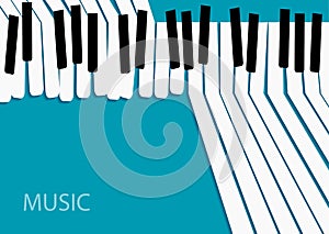 Abstract Music background. White piano keys on blue background.
