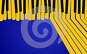 Abstract Music background. Yellow piano keys on blue background.