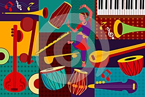 Abstract Music collage background