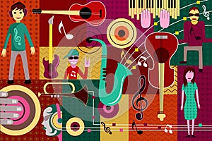 Abstract Music collage background
