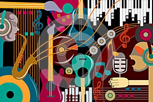 Abstract Music collage background