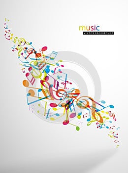 Abstract music festival advertising poster template with tunes.