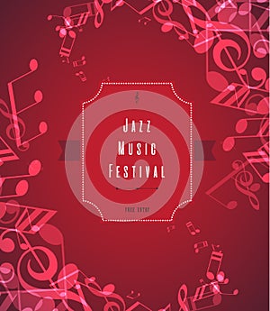 Abstract music festival advertising poster template with tunes.