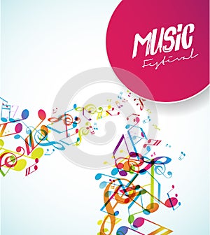 Abstract music festival advertising poster template with tunes. photo