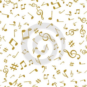 Abstract music golden notes seamless pattern background vector illustration for your design