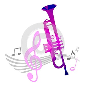 Music graphic with trumpet in vector quality.