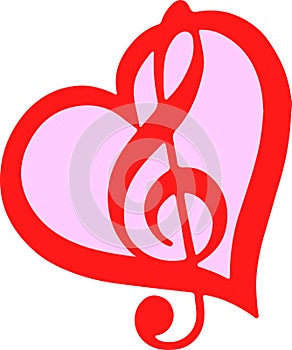 Abstract music heart clipart design on white