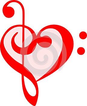 Abstract music heart clipart design on white