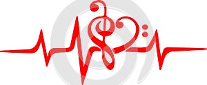 Abstract music heart pulse clipart design on white