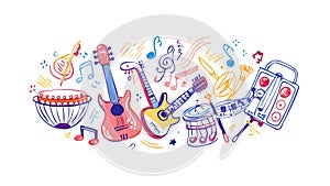 Abstract Music Instruments & Flow, vector design Generative AI