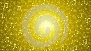 Abstract Music Notes Blast in Blurry Golden Background