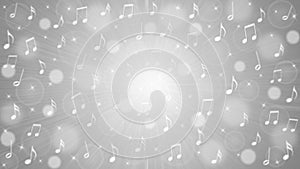 Abstract Music Notes Blast in Blurry Grey Background