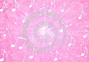 Abstract Music Notes Blast in Blurry Grungy Light Pink Background