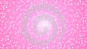 Abstract Music Notes Blast in Pink Background