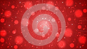 Abstract Music Notes Blast in Red Background