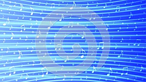 Abstract Music Notes in Blue Gradient Background with Shining Curves Texture