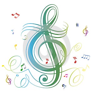 Abstract music notes colorful background