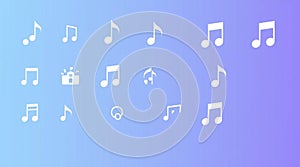 Abstract Music Notes Pattern on Blue Purple Gradient Background