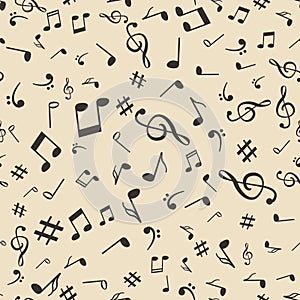 Abstract music notes seamless pattern background vector illustration for your design