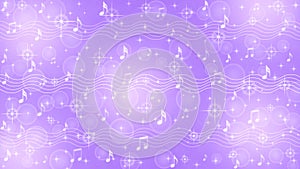 Abstract Music Notes and Staves in Shining Purple Background