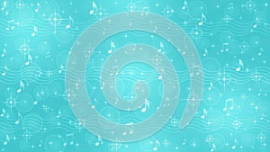 Abstract Music Notes and Staves in Shining Teal Background