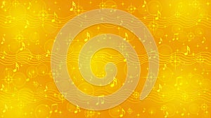 Abstract Music Notes and Staves in Yellow Background