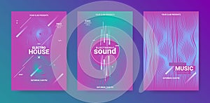Abstract Music Poster. Electro Dance Flyer. Vector 3d Background.
