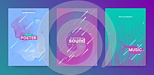 Abstract Music Poster. Electro Dance Flyer. Vector Dj Background.