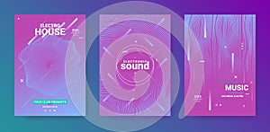 Abstract Music Poster. Electronic Dance Flyer. Vector 3d Background.