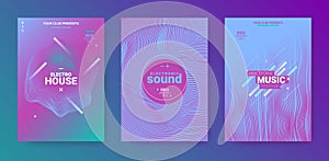 Abstract Music Poster. Electronic Party Cover. Vector 3d Background.