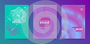 Abstract Music Posters Set. Electro Dance Cover. Vector Dj
