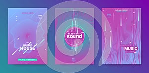 Abstract Music Posters Set. Electro Party Cover. Vector Edm