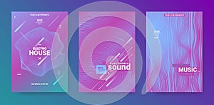 Abstract Music Posters Set. Electronic Dance Flyer. Vector 3d