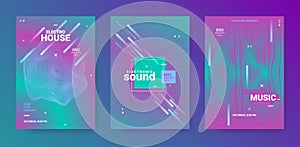 Abstract Music Posters Set. Electronic Dance Flyer. Vector Dj