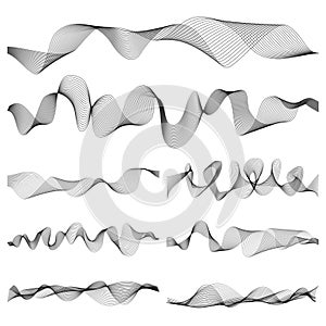 Abstract music sound waves pulse vector set