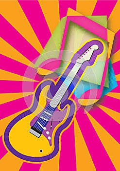 Abstract music theme with guitar vector illustration.