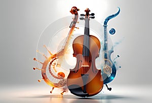 abstract musical background with musical instruments, notes