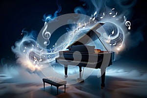 abstract musical background with piano and notes