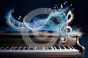 abstract musical background with piano and notes