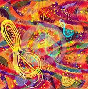 Abstract musical colorful background with rainbow disks