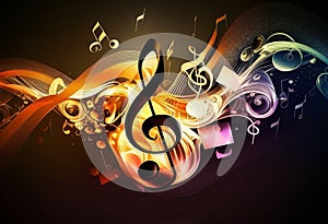 Abstract musical design with a treble clef and colorful