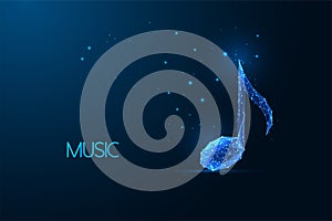 Abstract musical note symbol on dark blue background Ceativity, innovation, in music creation