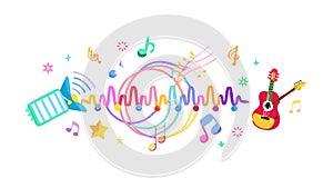 Abstract Musical Notes and Instruments, Creative Rhythm and Sound, vector design Generative AI