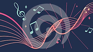 Abstract Musical Notes and Wavy Lines Background Vector, vector design Generative AI