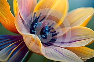 abstract muted colored yellow purple tulip flower. opened tulip flower wallpaper background
