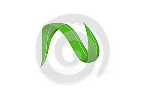 Abstract N letter and leaf logo design template vector