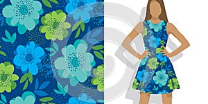 Abstract naive summer floral seamless pattern.