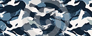 Abstract NATO-style camouflage pattern with shades of blue and gray photo