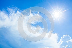 Abstract Natural bright sunlight sky background with light effect, Lens flare realistic illustration. Solar flash with golden rays