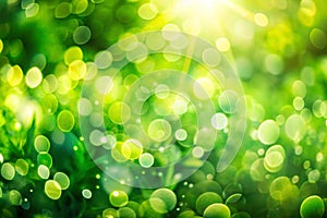 Abstract natural green bokeh background photo